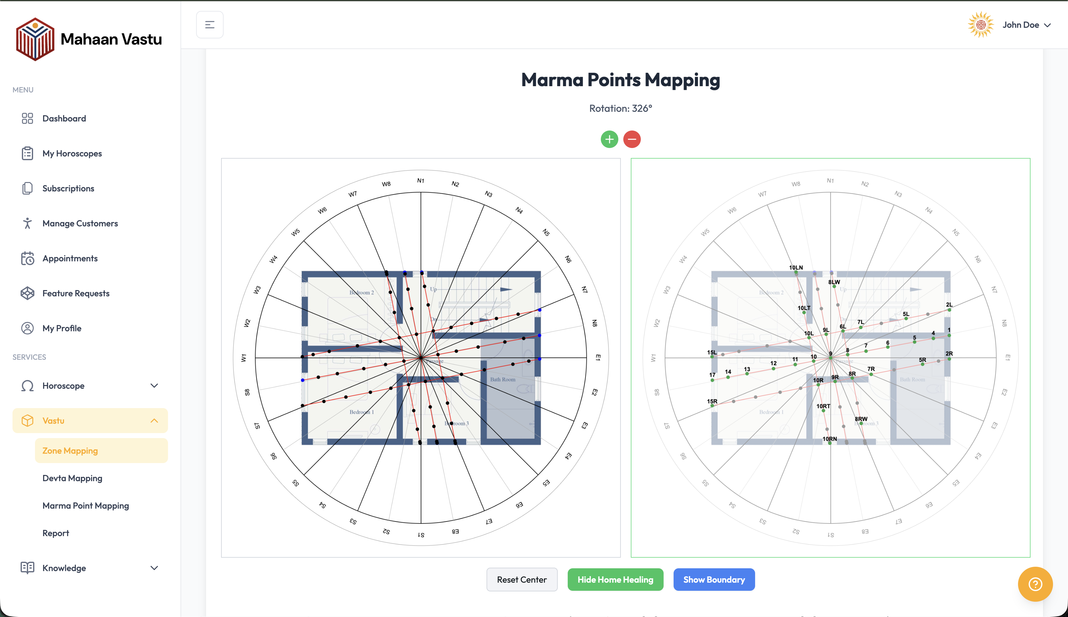 Mahaan Vastu Marma and Devta point mapping screenshot