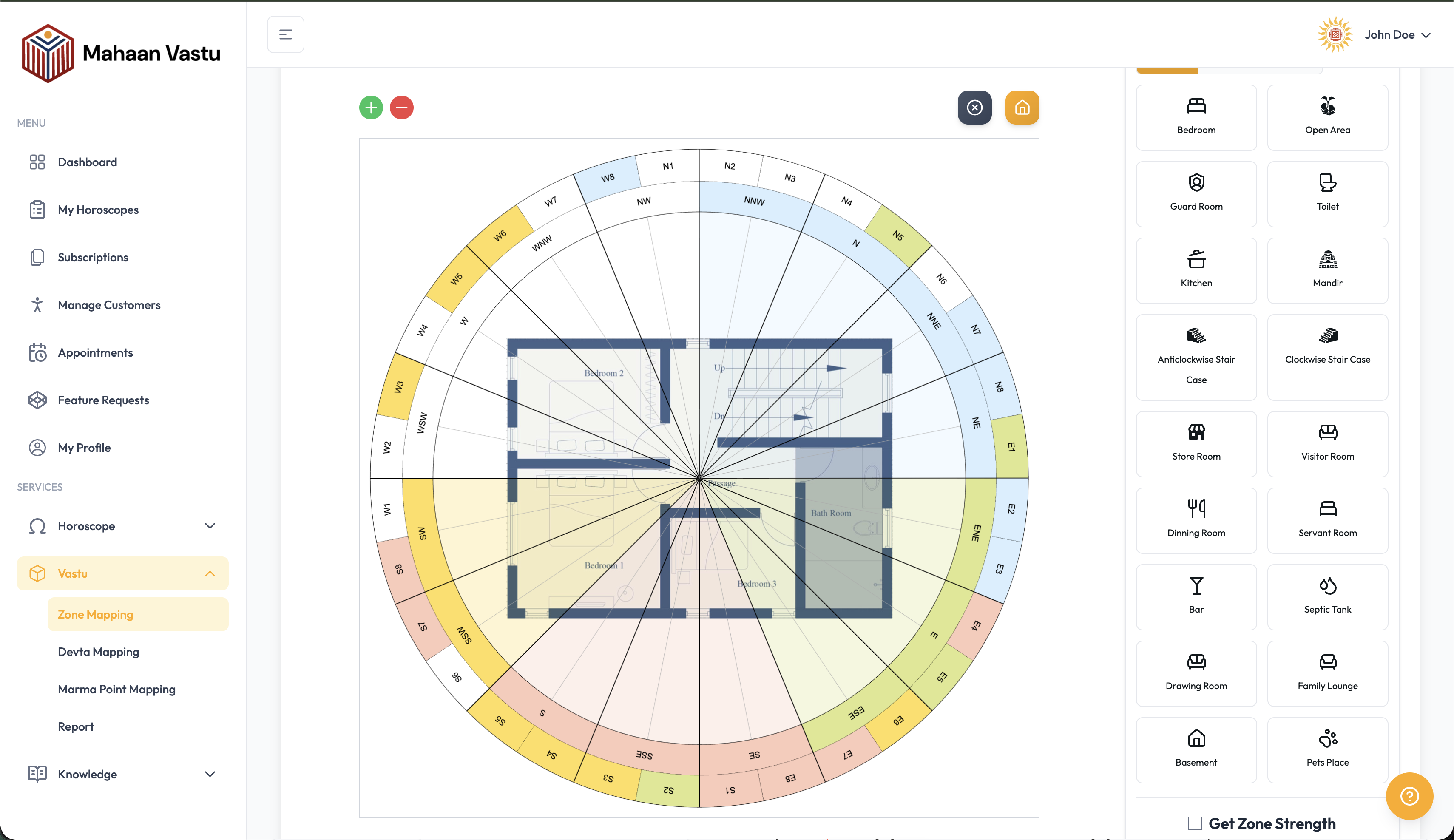 Mahaan Vastu instant Vastu zone mapping software screenshot